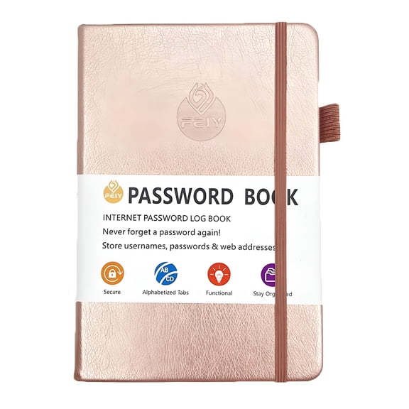 ICERUN Password Book With Alphabet Index,Hardcover Password Keeper,Website Address Logbook,English Telephone Address Book,Special Notebook,1 Pack,7.8"x5.2"x0.6",Dark Purple