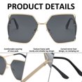 thumbnail image 3 of Gafas de sol huecas con borde cruzado, gafas de sol modernas con montura grande, fabricadas en metal, 3 of 5