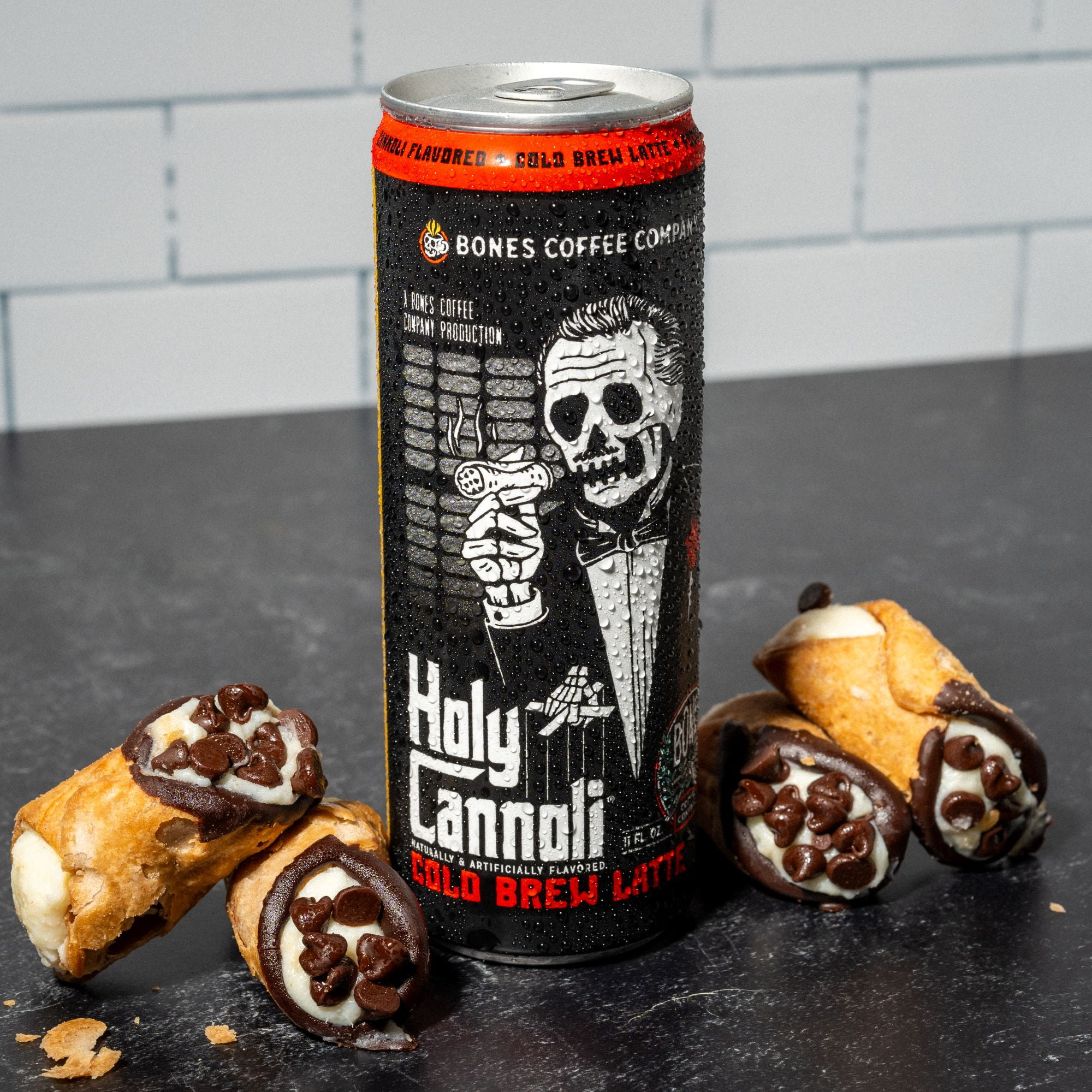 (2 pack) Bones Coffee Holy Cannoli Cold Brew Latte, Cannoli Flavored Ready-to-Drink Coffee with Cows Milk, 11 fl oz Can