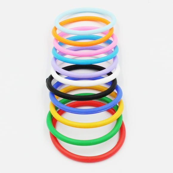 KAKOWELY wrist keychain bracelet 11pcs Fashionable Round Silicone Keyring Bracelet Comfortable Soft Bangle Multi-Functional Keychain Wristlet Wrist Keychain Bracelet