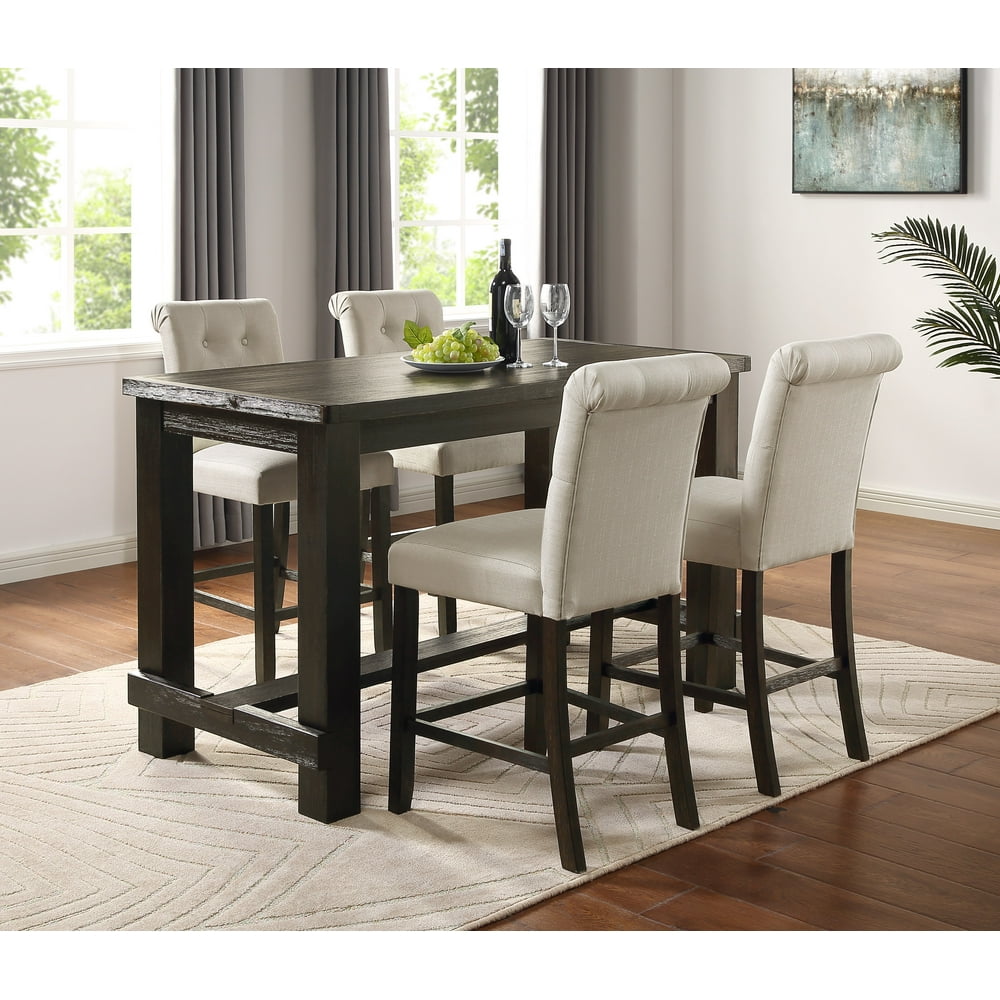 Leviton Antique Black Finished Wood 5Piece Counter Height Dining Set