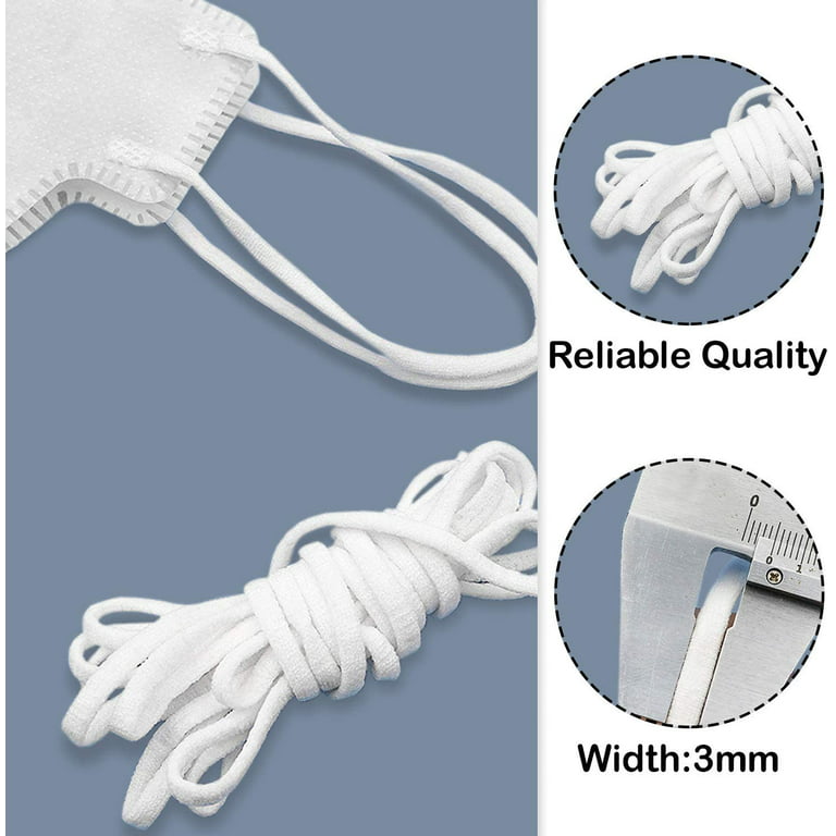 Trimming Shop 3mm Wide Flat Elastic Band, Sewing Soft Elastic String Thin  Elastic Cord - White, 3mtr 