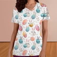 thumbnail image 4 of Busydd Womens Scrub Top Holiday Fashion Graphic Easter Scrub Tops V Neck Short Sleeve Nursing Scrubs for Women with Pockets, 4 of 6