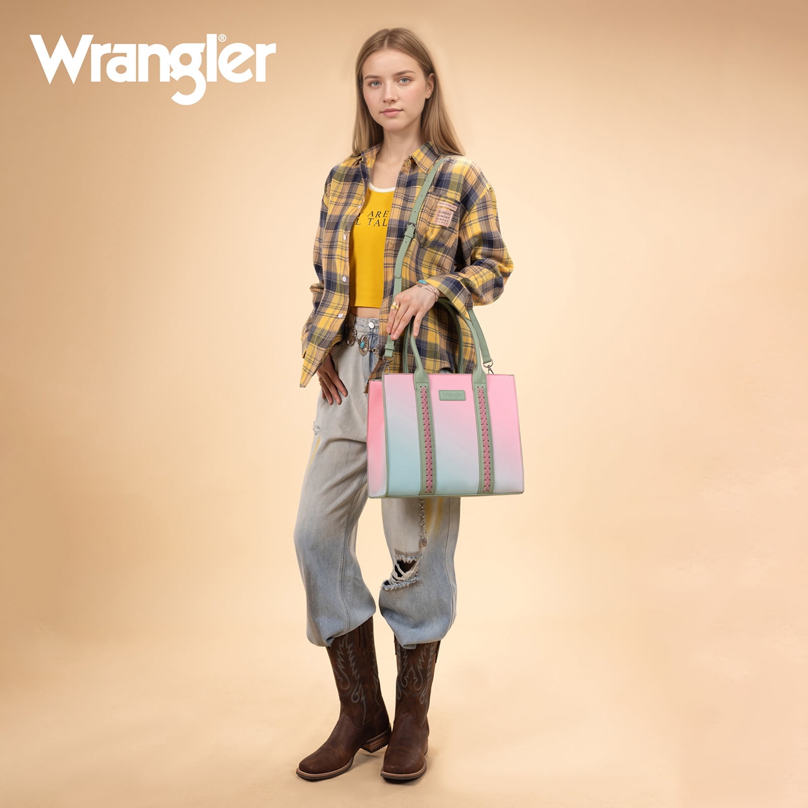 Wrangler Purses for Women Large Work Tote Bags with Strap Vintage Top-Handle Handbags, Green
