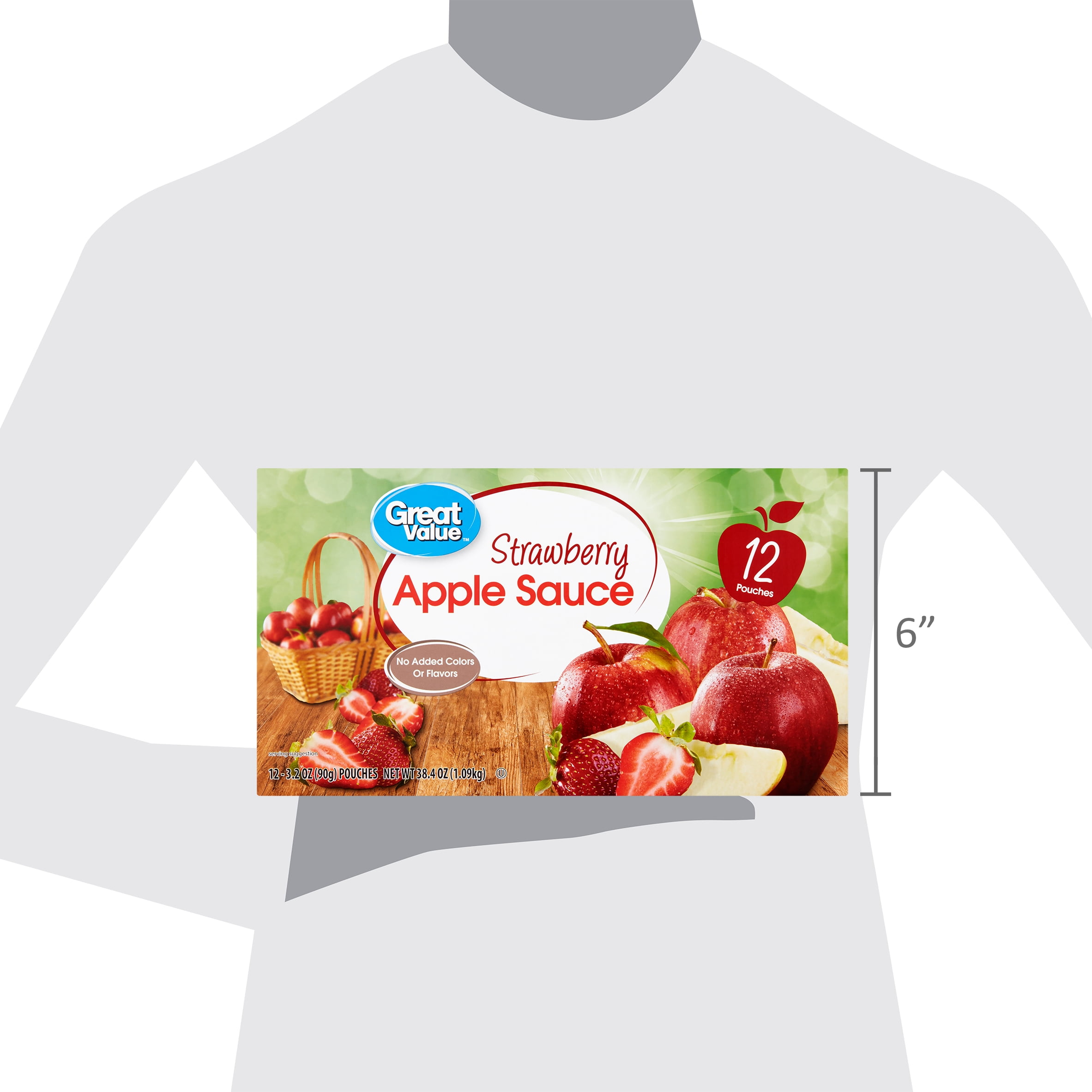 (4 pack) Great Value Strawberry Applesauce, 3.2 oz, 12 Count