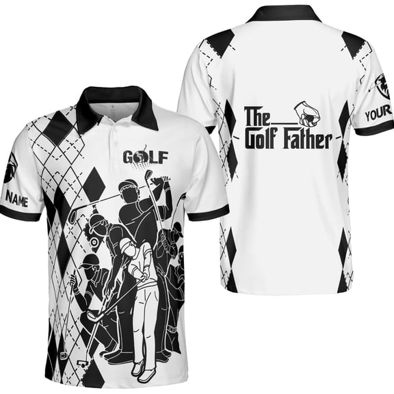 Personalized Funny Golf Polo Shirt for Men Proud Golf American Flag Polo Shirt, 3D Men's Golf Polo, Men's Golf Shirts (S)