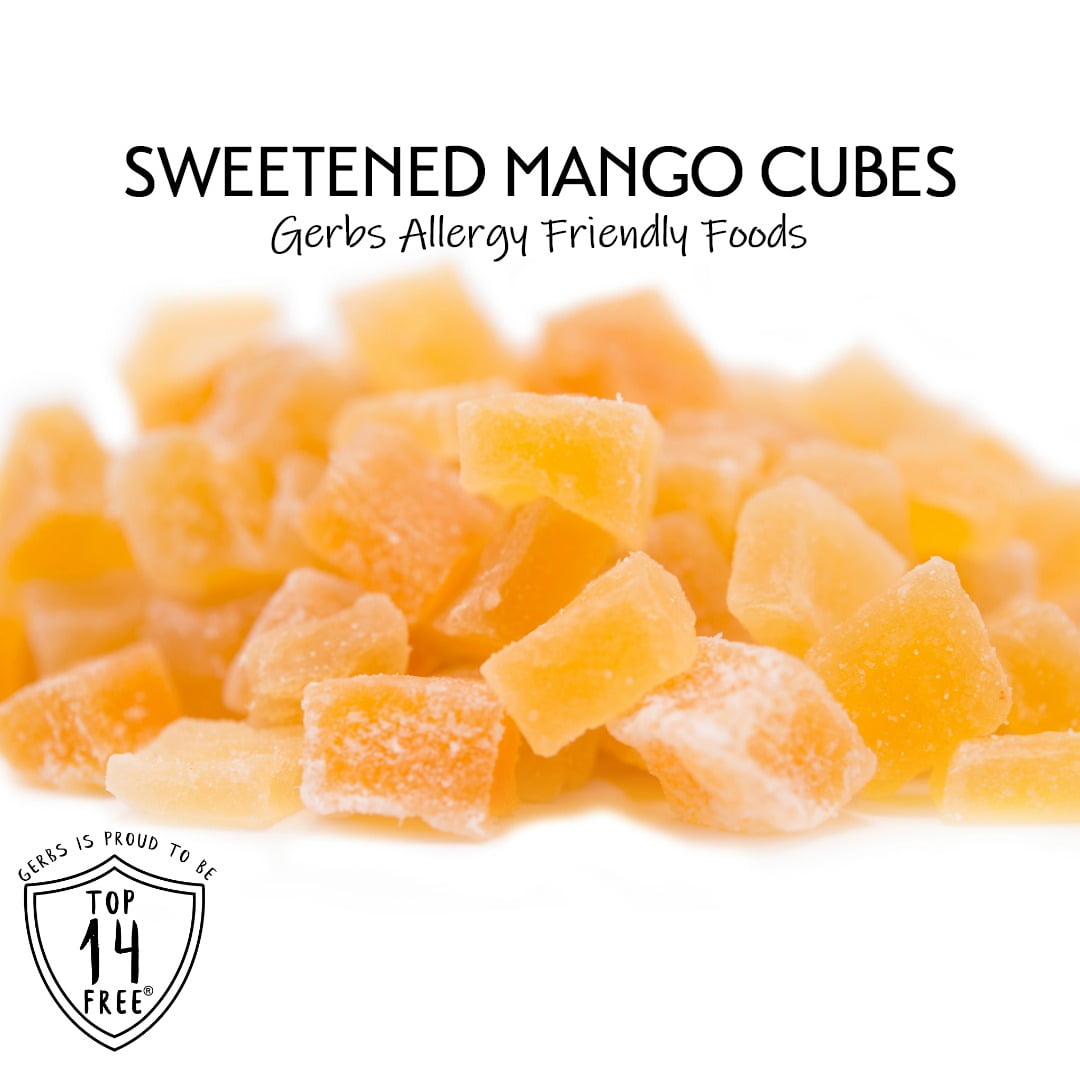 GERBS Dried Mango Cubes 2 lbs | Freshly Dehydrated Resealable Bulk Bag | Top Food Allergy Free | Sulfur Dioxide Free Diced Mangoes | Gluten & Peanut Free