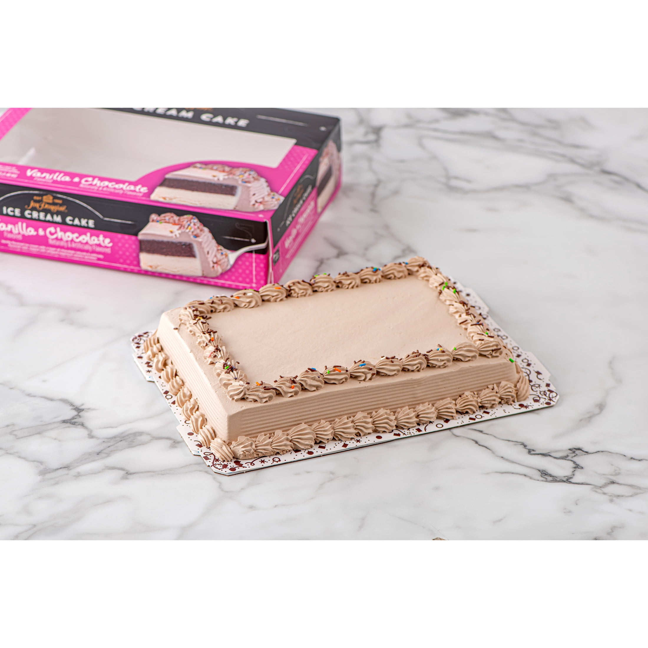 Jon Donaire 1/4 Sheet Ice Cream Cake, Vanilla Ice Cream & Chocolate Cake, Serves 18