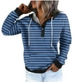 thumbnail image 4 of WXLWZYWL Womens Fall Tops Casual Hoodies Sweatshirts Striped Button Drawstring Pullover Sweaters Casual Long Sleeve With Pockets Winter Fall, 4 of 5