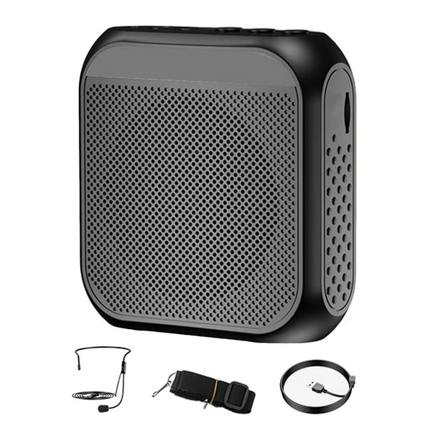 Amplificador de Voz, Altavoz de Salón con Soporte para Megáfono, Tarjeta , Amplificador de Voz Personal, Mini Altavoz Recargable para Reuniones de P Negro