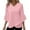 Pink, variant on Womens 3/4 Sleeve Shirts V Neck Ruffle Hem Solid Color Blouse Fashion Elegant Flowy Loose Dressy Tops Holiday Party Summer Outfits