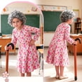 thumbnail image 5 of Benylion 100 Days of School Kids Old Lady Costume Girls Granny Dress 100 Year Grandma Halloween Cosplay Outfit for 4-5 Years, 5 of 7