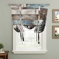 thumbnail image 2 of Teal Brown Deer Silhouettes Tie Up Curtains 45 Inches Long, Kitchen Window Curtains Over Sink, Trees Wooden Retro Art Farmhouse Small Window Curtains Balloon Curtains Valances for Bedroom 34"x45", 2 of 8