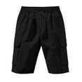 thumbnail image 6 of QingYiHua Men's Casual Drawstring Shorts Elastic Waist Outdoor Cargo Shorts Walking Shorts Summer Beach Shorts with Pockets 2025 Trendy Mens Clothes Flash&nbsp;Deals Black,L, 6 of 9