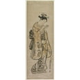 thumbnail image 2 of Okumura Masanobu 11x24 Black Ornate Framed Double Matted Museum Art Print Titled: A Beauty with a Mirror (C. 1743-46), 2 of 5