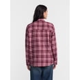 thumbnail image 3 of No Boundaries Plaid Flannel Shirt with Long Sleeves, Women's XXS-XXL, 3 of 5