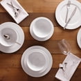 thumbnail image 2 of Safdie & Co. 12-Piece Round Rim Wave Dinnerware Set, White, Embossed, 2 of 5