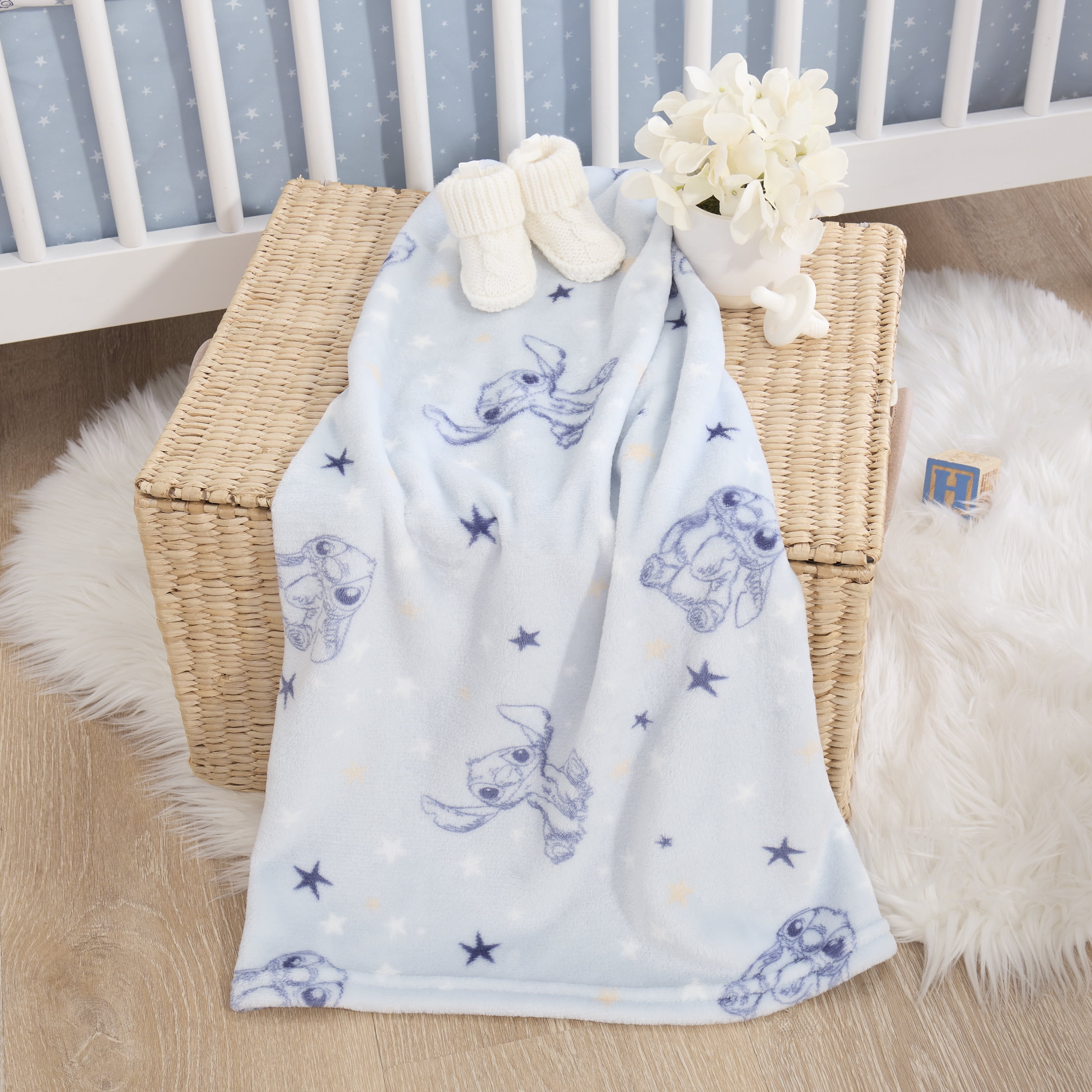 Stitch Allover Print Baby Blanket, Unisex, Blue