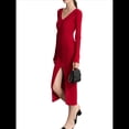 thumbnail image 2 of Vestido Tipo Suéter con Cuello en V, Abertura Frontal y Botones Acanalados para Mujer Vino Tinto S, 2 of 8