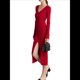 thumbnail image 2 of Vestido Tipo Suéter con Cuello en V, Abertura Frontal y Botones Acanalados para Mujer Vino Tinto M, 2 of 8