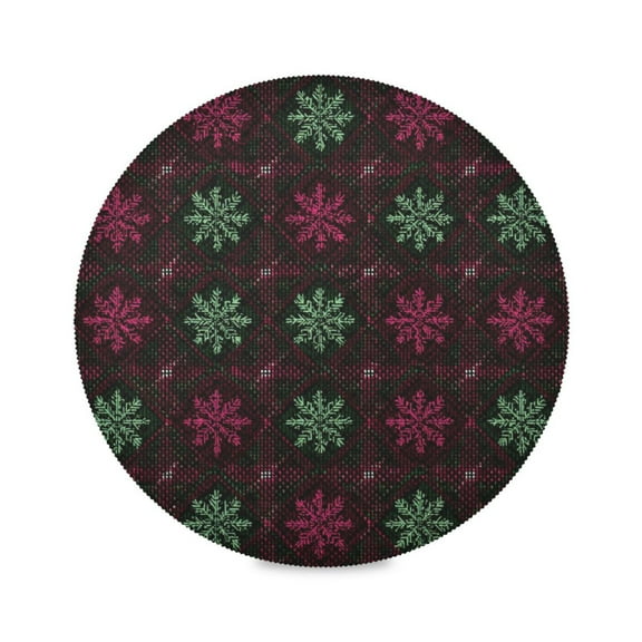 Round Placemat Heat Resistant & Wrinkle-Free Dining Table Decor Placemat For Home & Weddings Deep Burgundy Forest Green