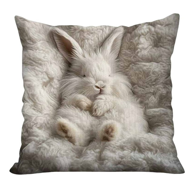 Easter 2D Printed Pillowcase 45x45cm Cute Rabbit And Chick Plush Cushion Cover Suitable For Spring Easter Decoration Sofa Bedroom Home Decoration