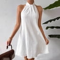 thumbnail image 5 of TaTaai Womens Casual Halter Neck Dress Sleeveless Solid Color Loose Fit Flowy Midi Length Soft Comfortable Elegant for Summer Daily Vacation Beach Gift, 5 of 5