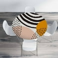 thumbnail image 4 of Abstract Shapes Round Table Cloth Mid Century Inspired Art Organic Shapes Trendy Elastic Edged Table Cover Fade And Stain Resistant Table Cloths Easy To Clean Fits Tables 40-44" Diameter, 4 of 6