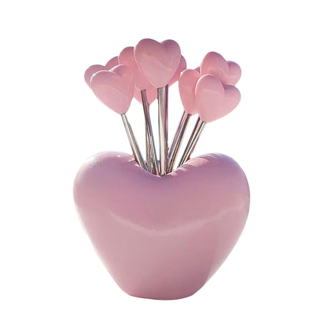 Juego de Tenedores de frutas Macarena de acero inoxidable para pasteles Rosa