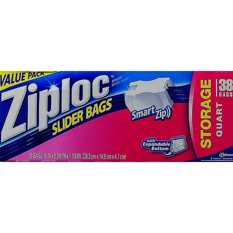 Ziploc Holds 1 Quart Easy Zipper Multi-Purpose Storage Bags, 38 ct