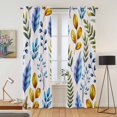 thumbnail image 2 of Watercolor Botanical Kitchen Curtains Window Panels, Blue Yellow Leaves Floral Plants Spring Insulated Window Treatment Curtain, Grommet Curtains for Bedroom/Living Room/Bathroom, 2 Piece 42"Wx84"L, 2 of 8