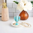 thumbnail image 3 of Cactus Ring Holder, Jewelry Organizer Dish for Women (Teal/White with Gold Foil Polka Dots, 5x4 in), 3 of 10
