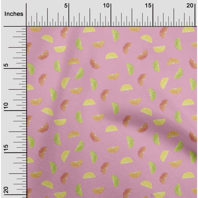 oneOone Georgette Viscose Fabric Lemon Slice Vegetable Print Fabric by Yard 42 Inch Wide