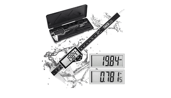 TACKLIFE DC01 Digital Caliper Carbon Fiber / Plastic 6 Inch with 2 inches Wide Super Clear Display Inch/Fractions/Millimeter Conversion