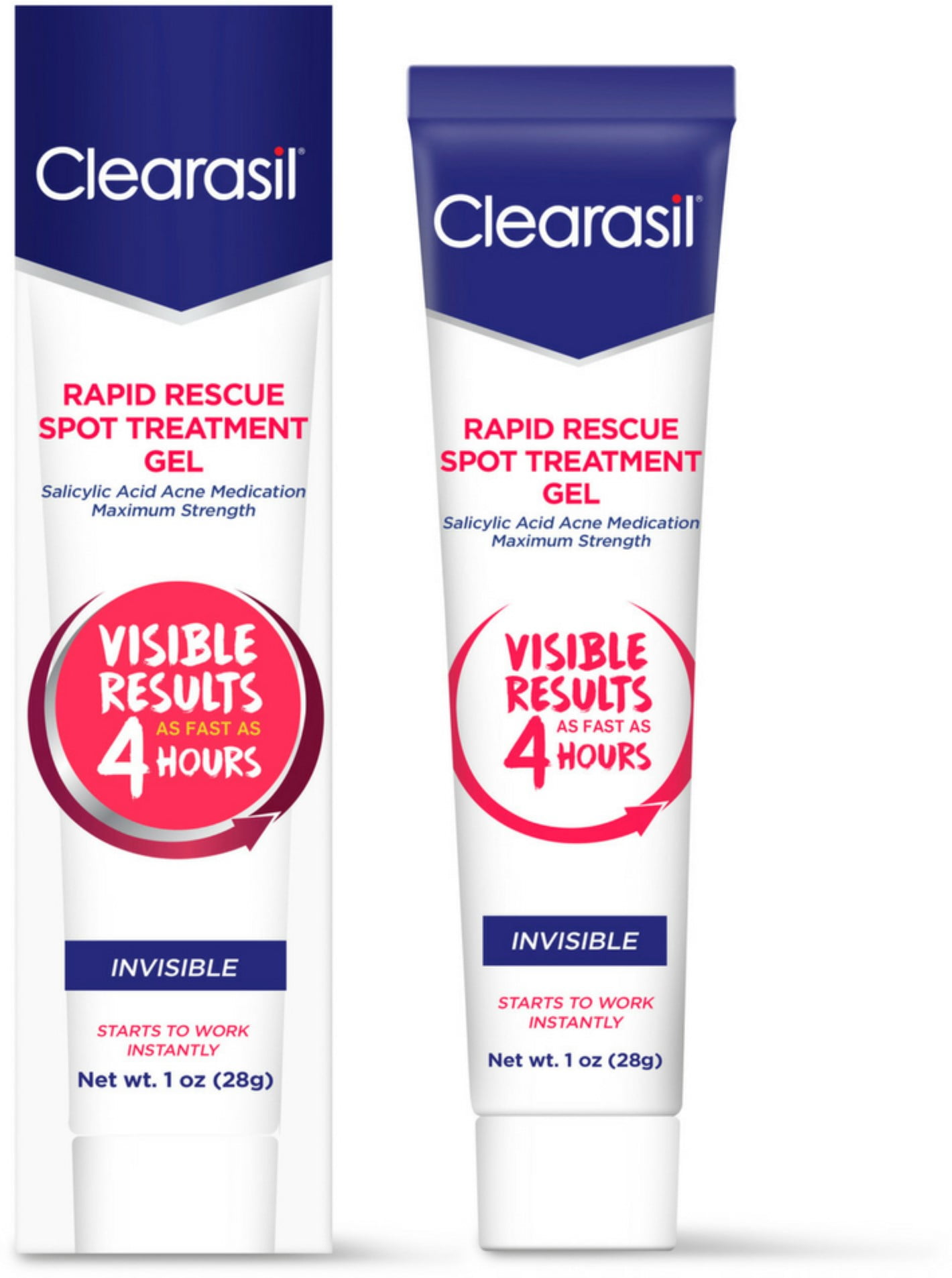 2 Pack - Clearasil Rapid Rescue Acne Spot Treatment Gel, Invisible, 1