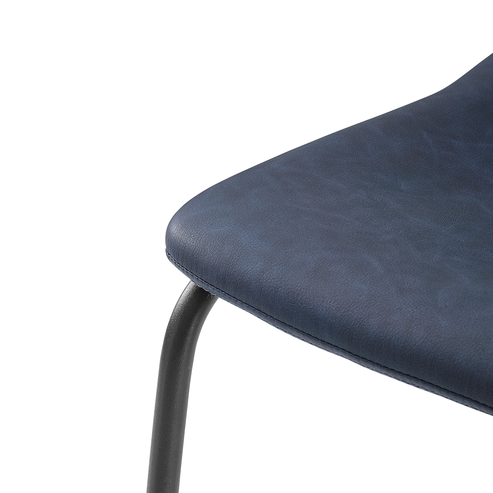 Walker Edison Full Back Faux Leather Navy Bar Stools, Set of 2