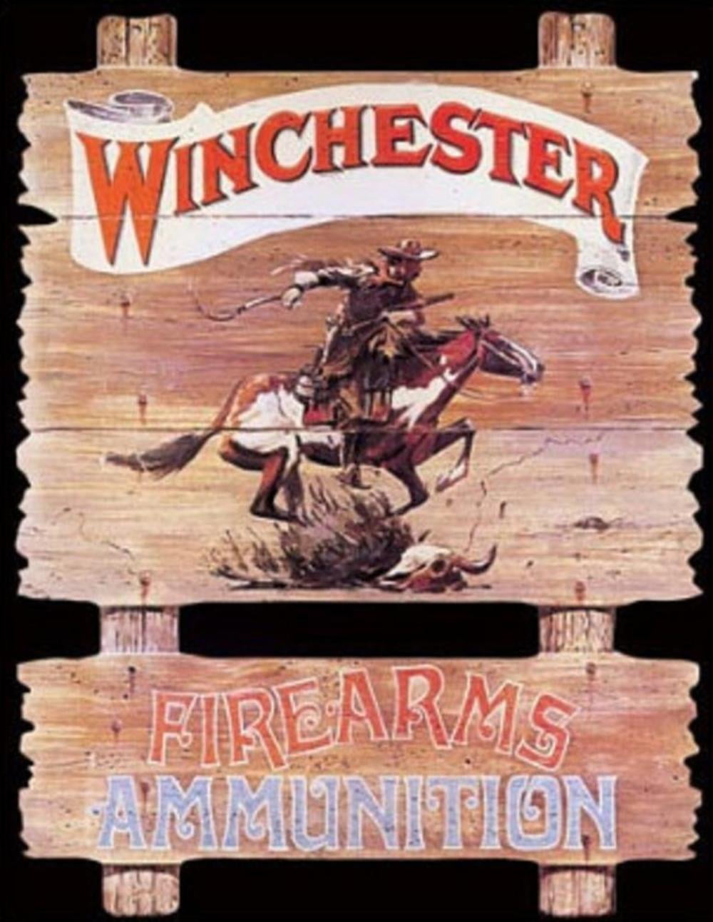 garage shop wall man cave Winchester rifles metal tin sign