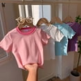 thumbnail image 5 of YunPes Girls Ruffle Short Sleeve T Shirt Lettuce Trim Crew Neck Tops Basic Tee Cute Casual Shirt for Kids Teens Casual Summer Tee, 5 of 9
