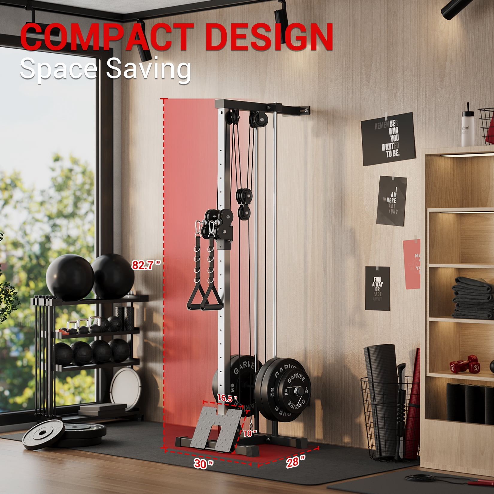 COZONY Wall Mount Cable Machine, LAT Pulldown & Cable Crossover with 19-Position Dual Pulley System for Home Gym,Black