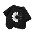 thumbnail image 3 of Sunnyoo T-Shirt à Manches Courtes pour Filles, Imprimé Floral, Noir, 3 of 3
