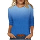 thumbnail image 2 of ICHUANYI Clearance Women's Fashion Printed Loose T-shirt 3/4 Sleeves Blouse Round Neck Casual Tops(Sky Blue, S) ICHUANYI WER2023080903707, 2 of 5