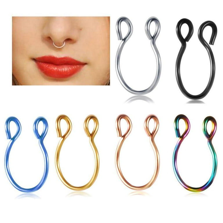 Fake Septum Ring Nose Non Pierced Cuff Silver Gold Jewelry Fake Faux Piercing
