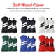 thumbnail image 3 of Yuarrent 3 unids/set cubierta de cabeza de palo de Golf de doble raya de cuero con etiqueta funda protectora ajustable intercambiable Protector Golf Rojo, 3 of 6