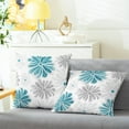 thumbnail image 2 of Throw Pillow Covers Decorative 20 X 20 Inches Pack of 2 Cozy Fleece Two-Tone Blooming Flowers Decorative Cushion Cases for Couch Bed Sofa Farmhouse Decoration Teal Dark Grey, 2 of 6