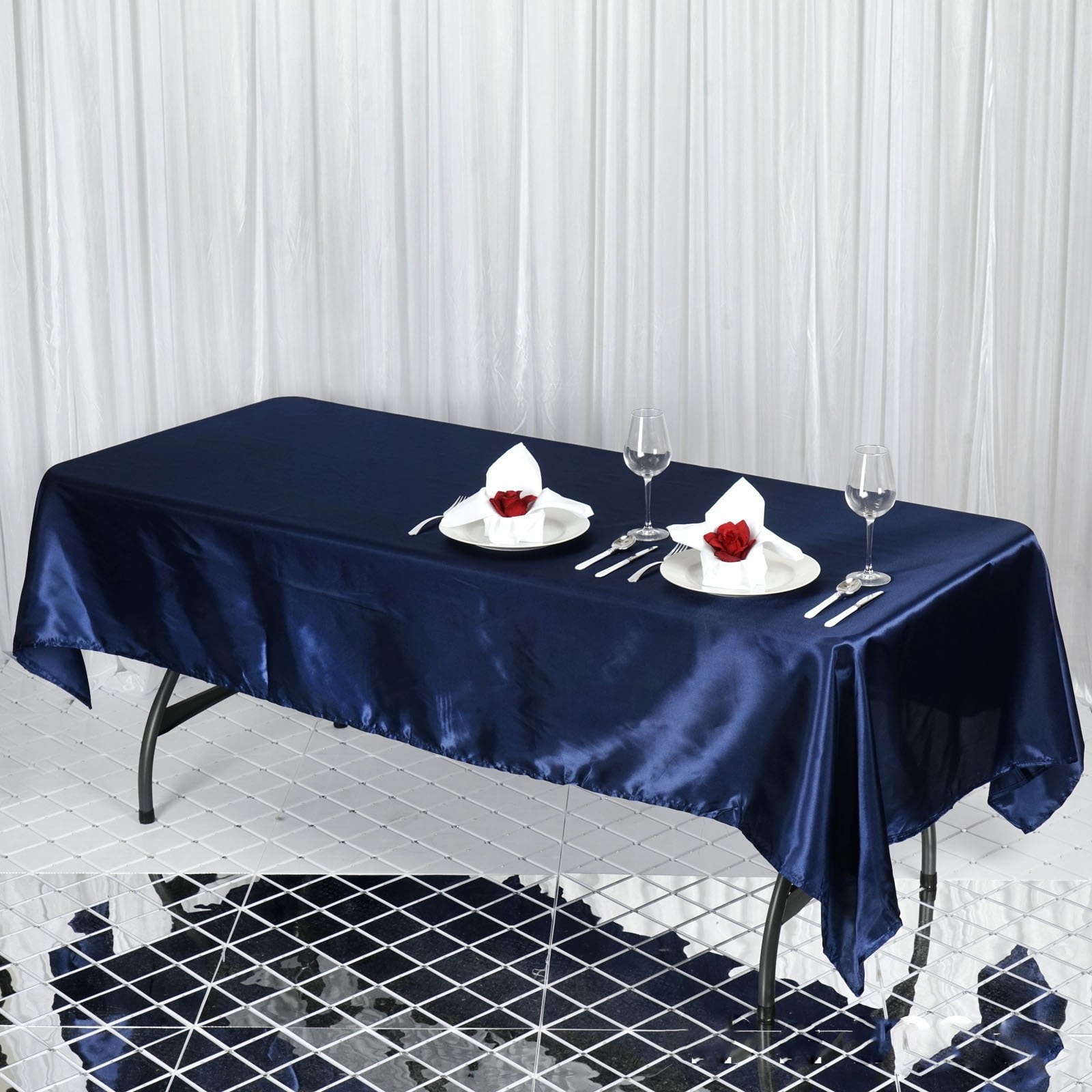 Efavormart 60x102" Rectangle NAVY Wholesale SATIN Tablecloth Banquet