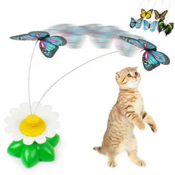 2 uds juguetes para gatos interactivos mariposa aleteo insecto gato juguete automático juguetes estimulantes para gatos de interior-color mariposa al azar