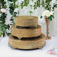 thumbnail image 3 of BalsaCircle 14" Gold Round Embossed Cake Stand Riser Wedding Party Dessert Display Pedestal Riser Centerpieces, 3 of 7