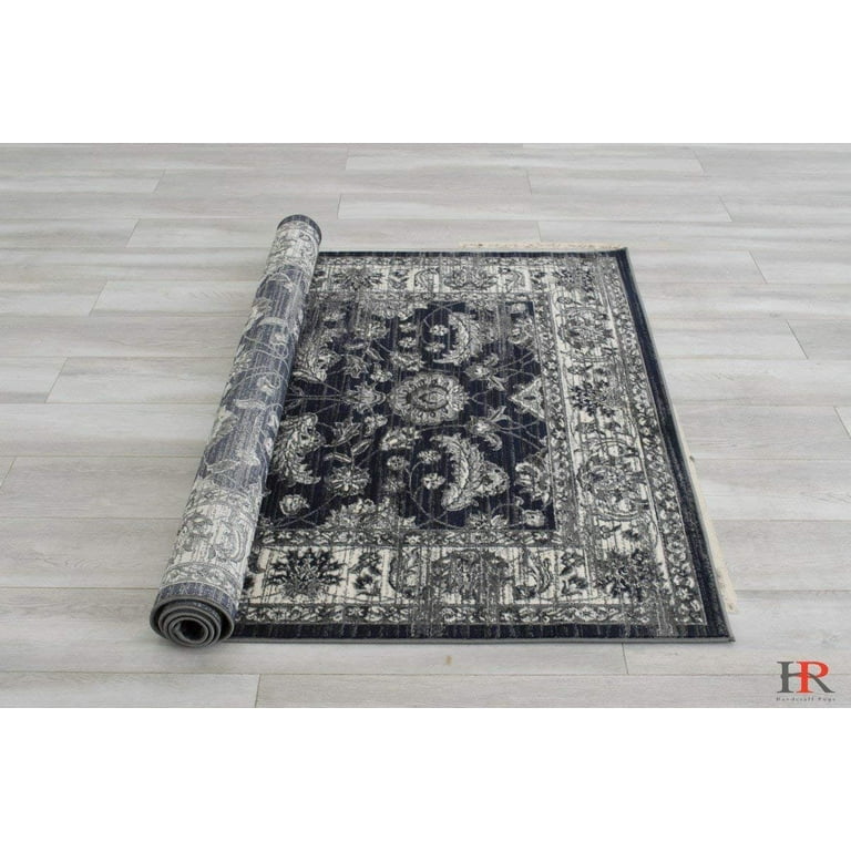 Midnight Blue/Gray Ziegler Pakistan Pattern Distressed - Modern