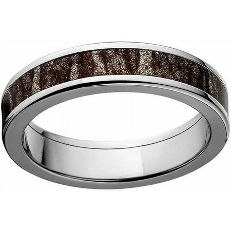 Bottomland Men's Camo Stainless Steel Ring with Polished Edges and Deluxe Comfort Fit
