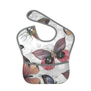 Bingfone Mess-Proof Baby Bib - Waterproof Bib For Baby Boy Or Girl With Food Catcher Pocket, Unisex-Vintage Butterflies